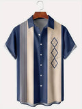 Men's plaid short-sleeved shirt with contrast lapel in loose regular fit