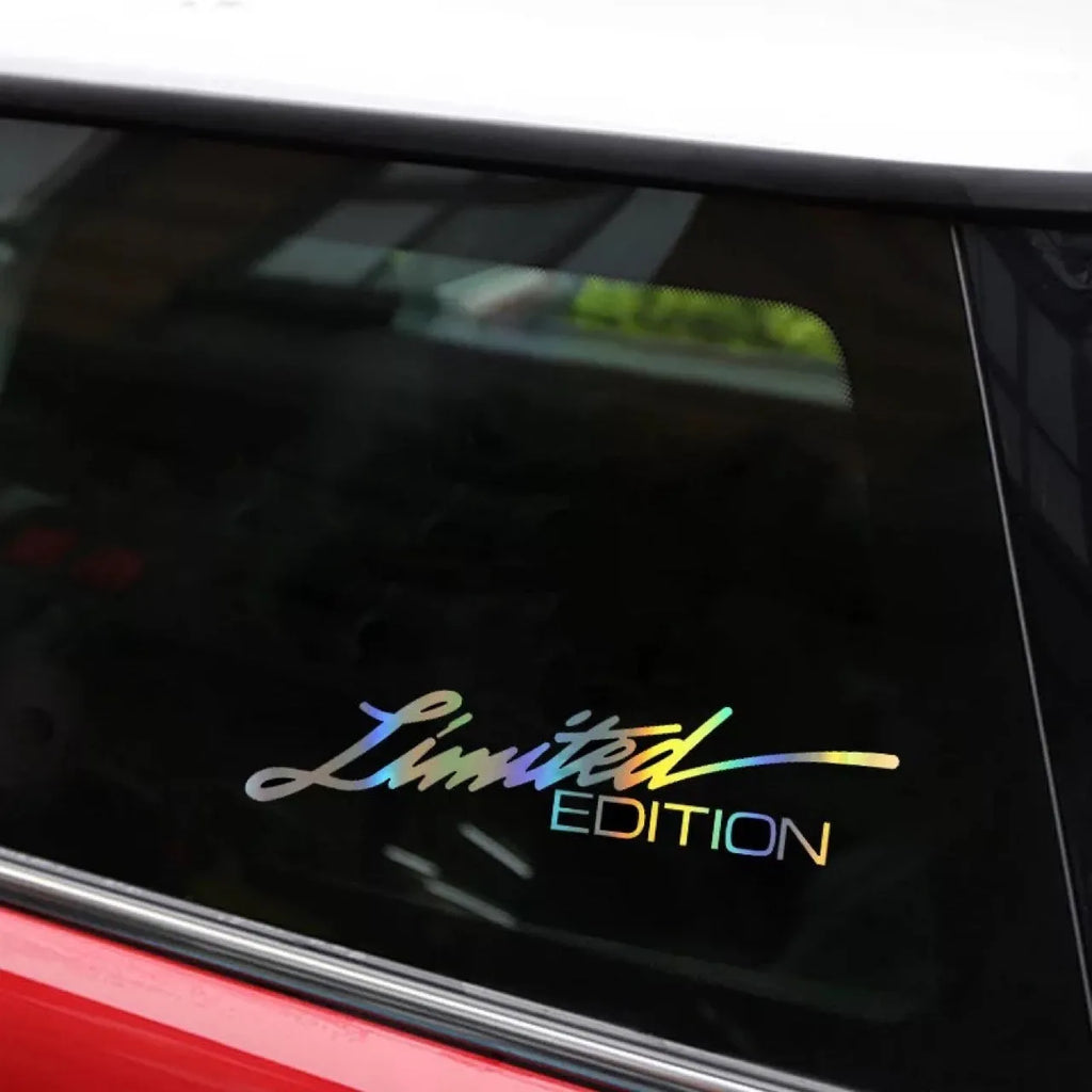 Black laser reflective car sticker with text design on PET material for vehicle decoration