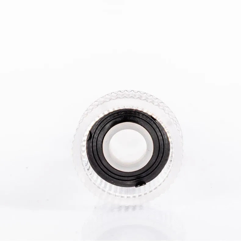 Transparent plastic inlet joint and filter screen for Karcher pressure washers showing clear construction and 3cm diameter