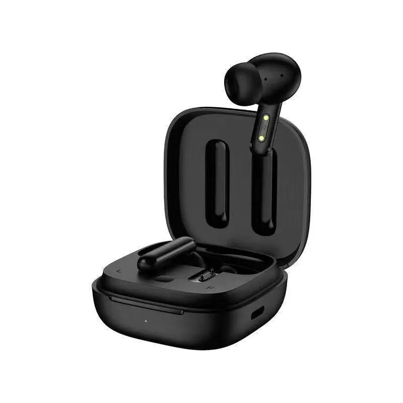 Fashion active noise-reduction Bluetooth earbuds with charging case in black, IPX5 waterproof
