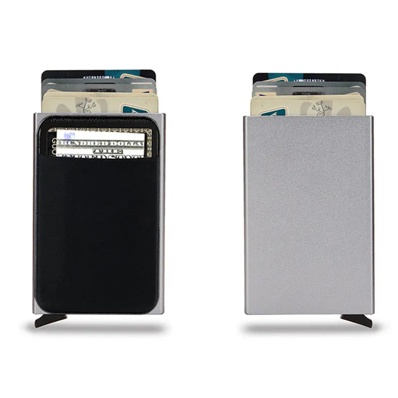 Frosted aluminium credit card holder in choice of eight colours measuring 9.5 × 6 × 1.0 cm