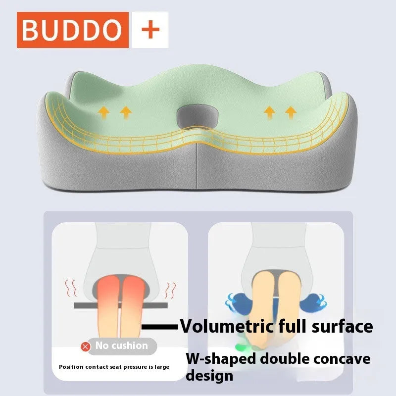 Memory foam seat cushion for office and home use in various colour combinations including grey, blue and pink options