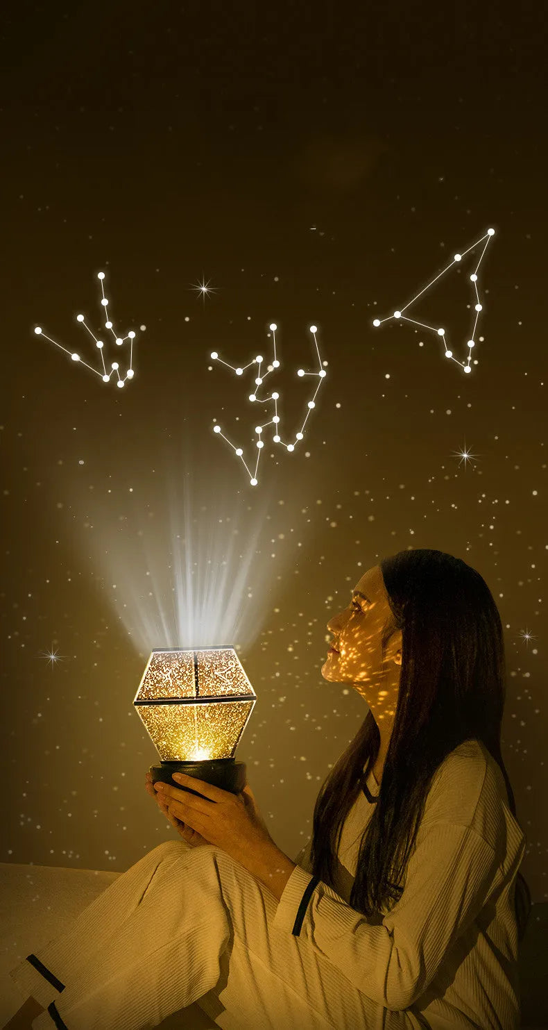 Children's rotating stars LED night light projector with three colour lighting effects