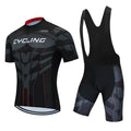 Cycling jersey and shorts set with moisture-wicking fabric in various style options for summer cycling