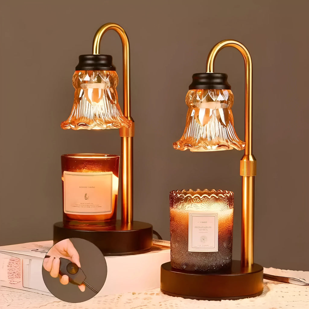 Bamboo electric wax melting lamp with international voltage compatibility up to 30.5cm tall