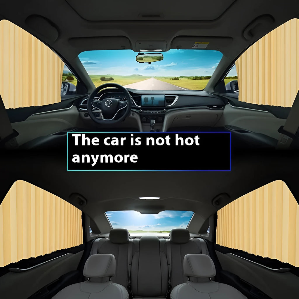 Car magnetic sunshade polyester four-piece set in silver colour for full car window coverage