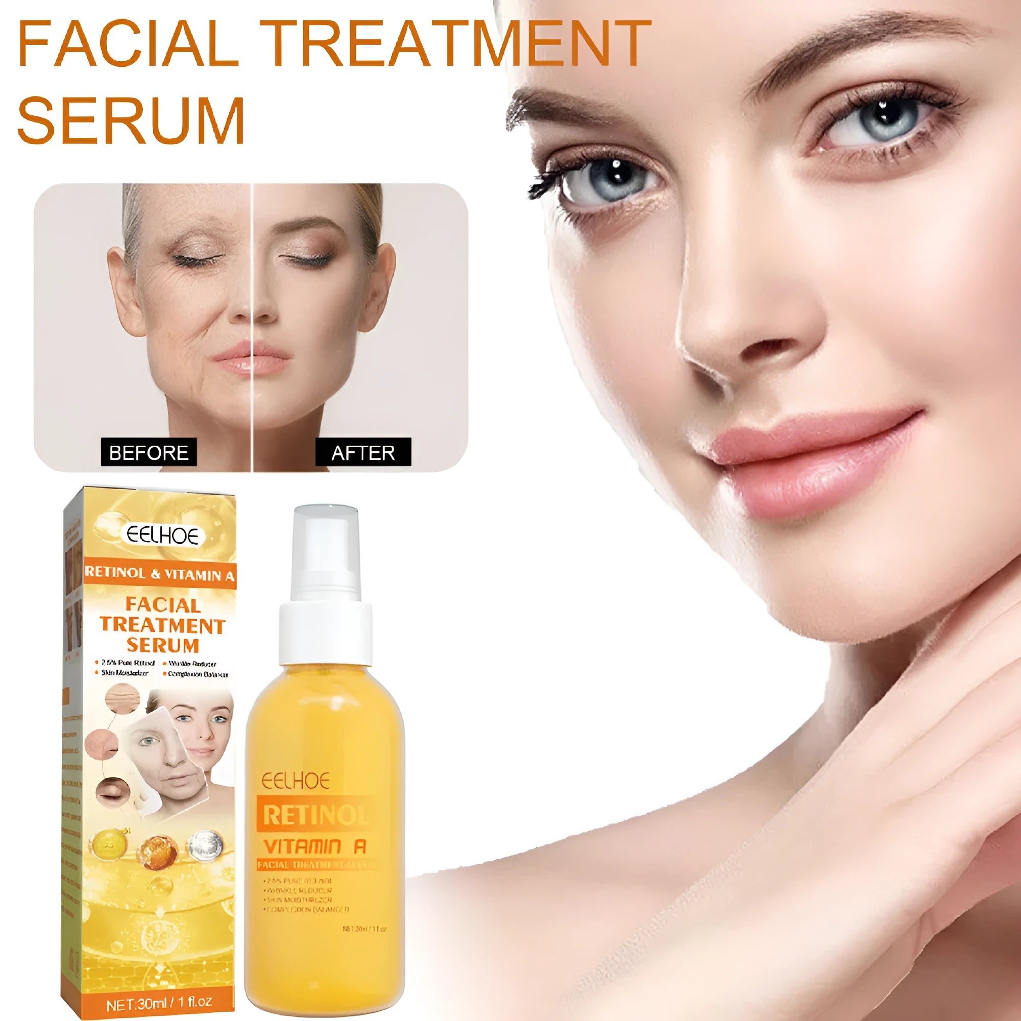 30ml retinol anti-wrinkle essence spray in box with vitamin A for fine lines treatment