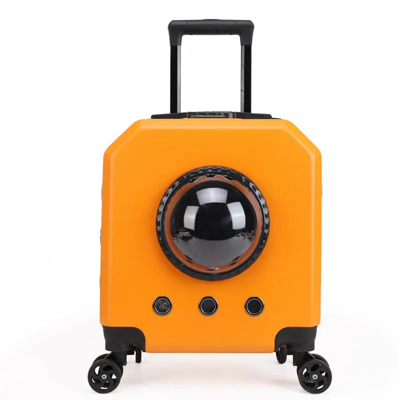 Hard shell PVC pet flight trolley case in multiple colours with retractable handle