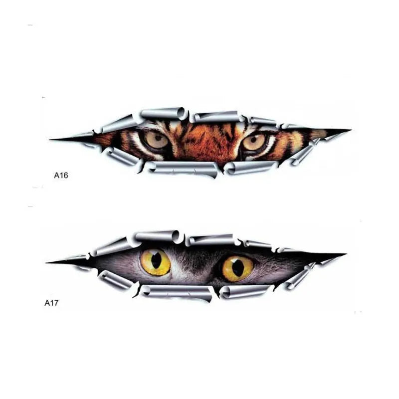 3D Tiger Eye and Eagle Eye pattern car bumper stickers on transparent PVC material