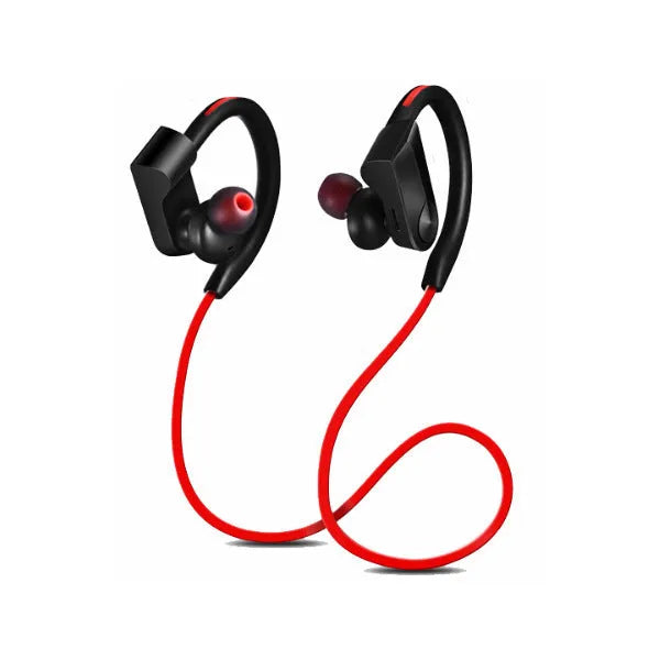 Black wireless neckband Bluetooth earphones with in-ear design and USB charging cable
