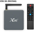 Smart Voice Android TV set-top box with remote control and HDMI cable.