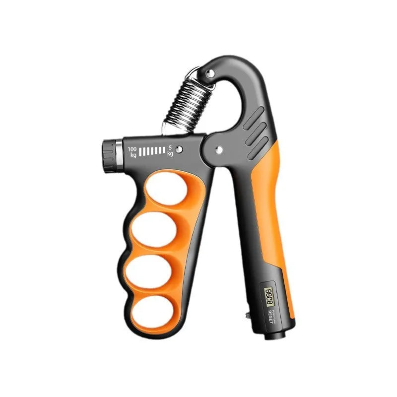 Adjustable electronic counter spring hand grip strengthener in orange, red or grey colour options