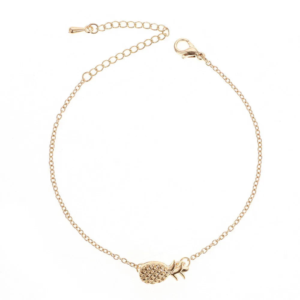 Women's alloy pineapple bracelet in simple style, shown in B178 gold and silver colour options.
