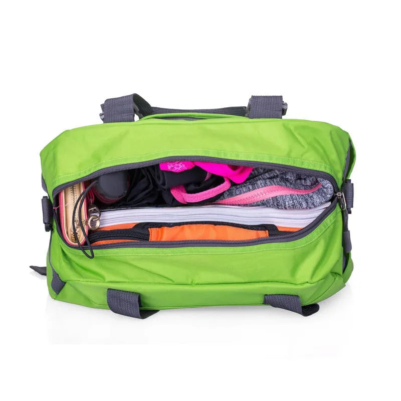 Nylon yoga and gym bag shown in available colours and two size options