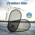 Black stretchy car window shade with suction cups attached to vehicle side window