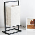 Modern bedroom bedside lamp with fabric shade, button switch, black or white finish, 220V