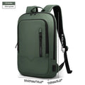 Men's lightweight polyester laptop backpack with USB port in black, shown in 14-inch size.