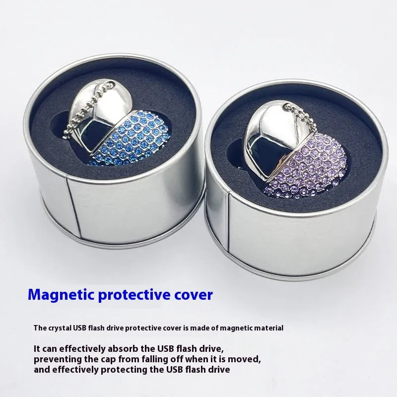 Colourful heart-shaped USB flash drive with brick pattern design on a metal body.