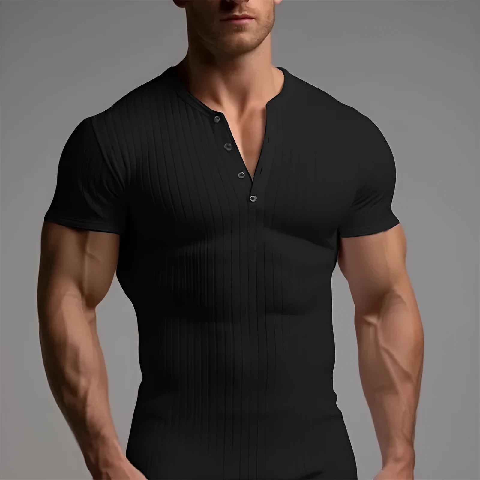Men's slim-fitting solid colour sports T-shirt on a hanger