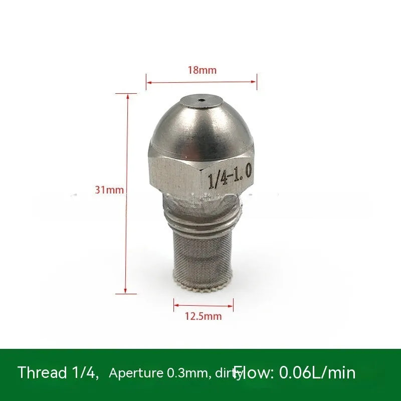304 stainless steel fine atomisation spray nozzle with ten aperture sizes and external thread connection