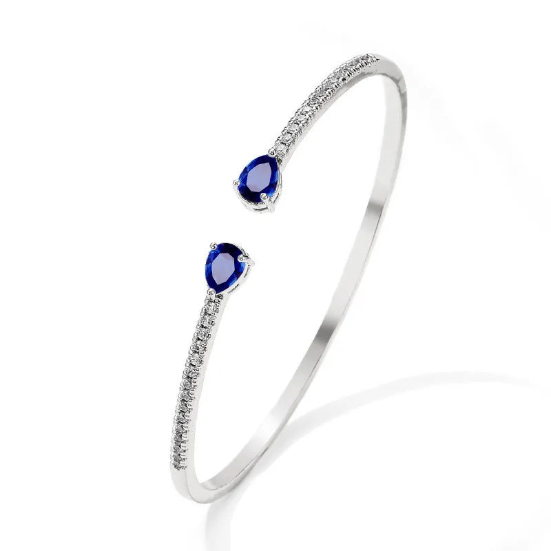 Multi-zircon bracelet with stones inlaid on copper base in white colour option