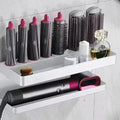 White double-layer aluminium bathroom storage rack with adhesive mounting for Marcel waver organisation