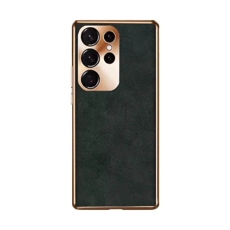 Fashion eyelet sheepskin phone case for Samsung S22 S23 in Graphite Black colour