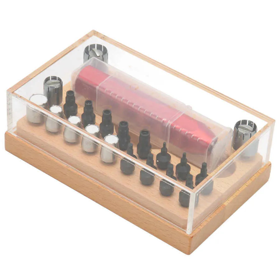 Set of 20 steel watch repair barrel opening extractor tools in a kit