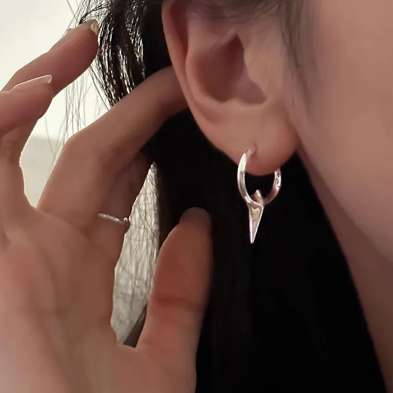 Geometric star ear clips with white gold electroplated finish for women