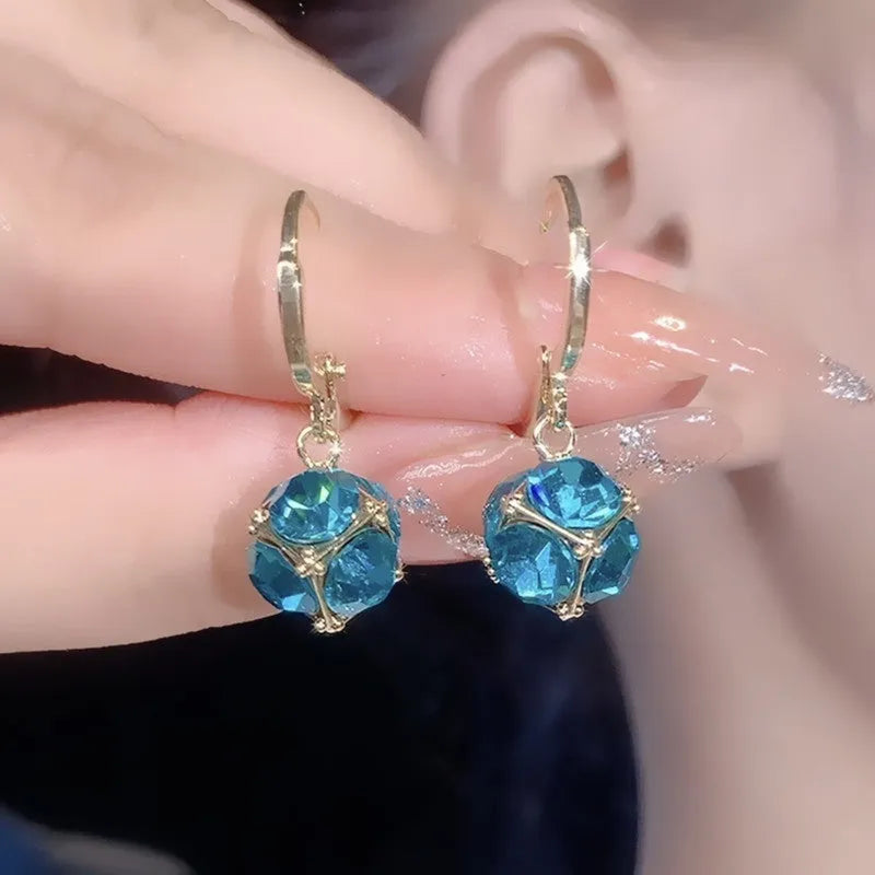Copper geometric rose earrings for women with electroplated zircon finish in multiple colour options