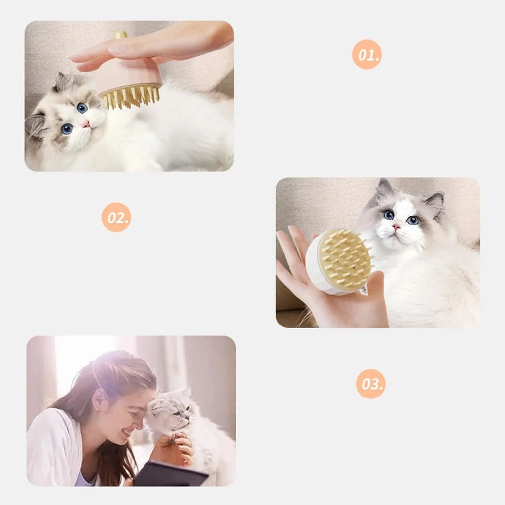 Green double-sided pet bath massage brush with drain holes for shampooing dogs and cats