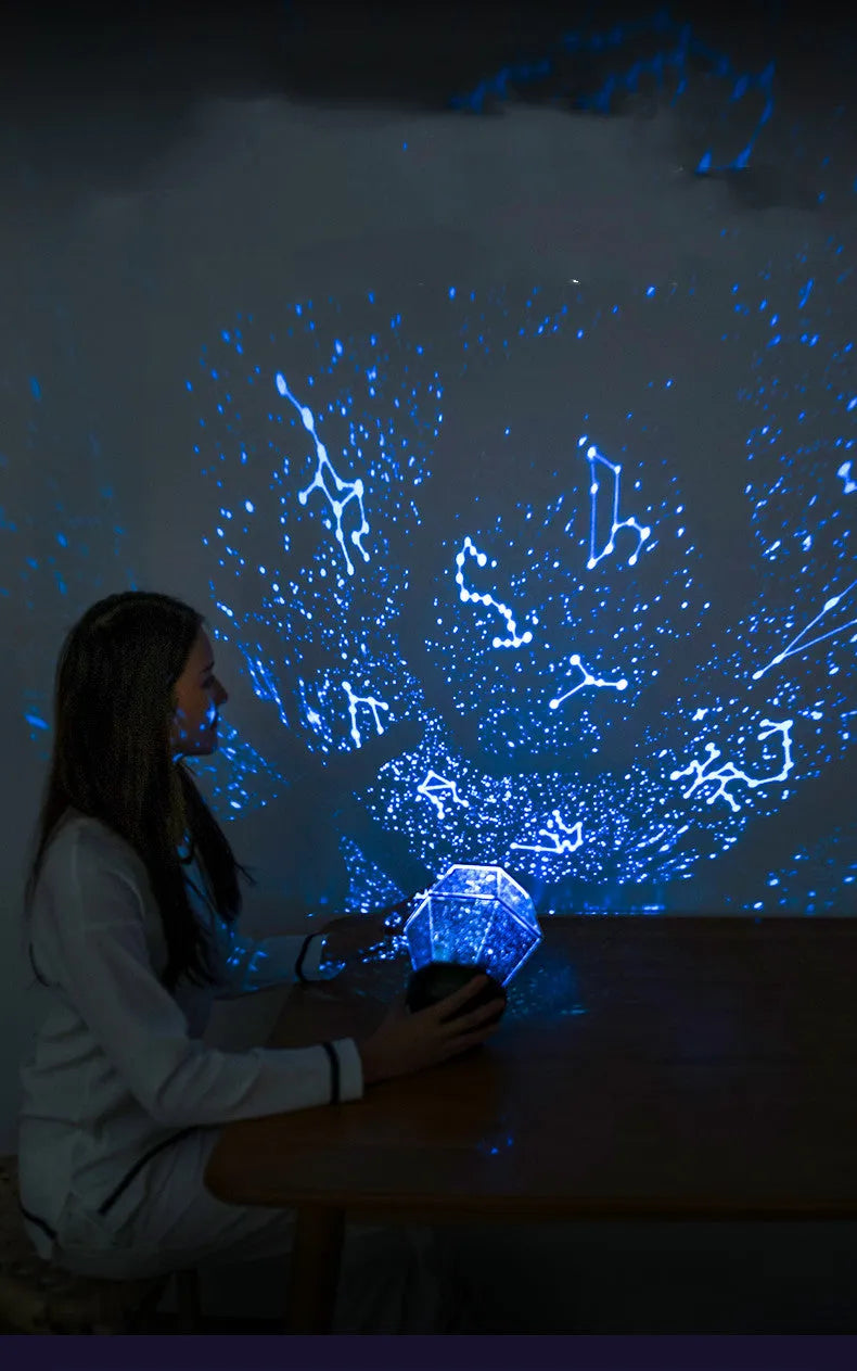 Children's rotating stars LED night light projector with three colour lighting effects