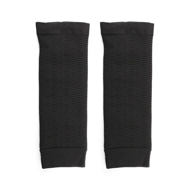 Women's shaping arm sleeves pair in nylon fabric, black and skin colour options for free size fit