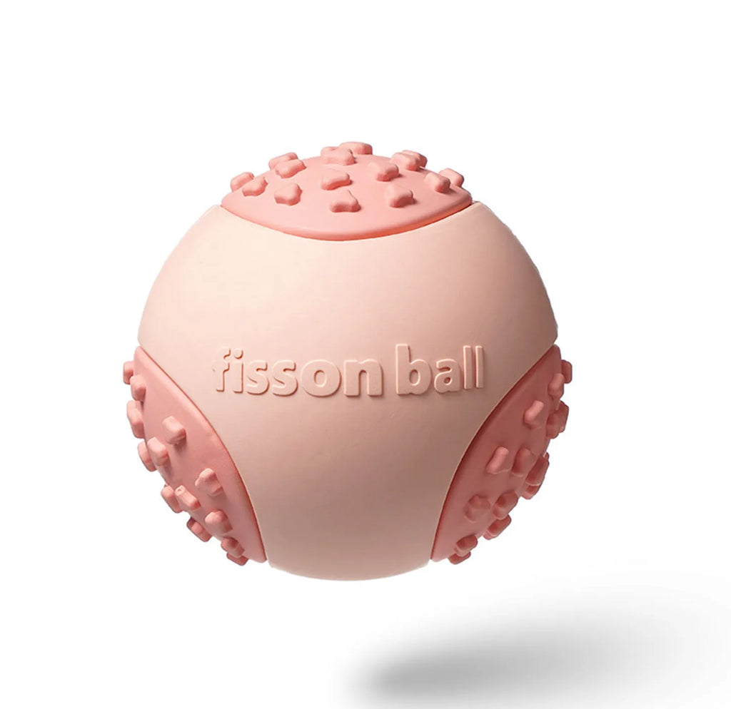 Green and pink 64mm rolling ball dog toys for small and medium breeds
