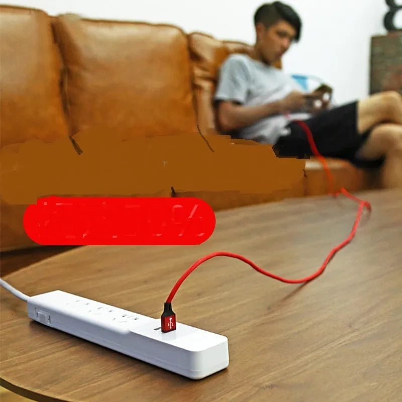 Black USB to phone charging cable shown at 2 metre length.