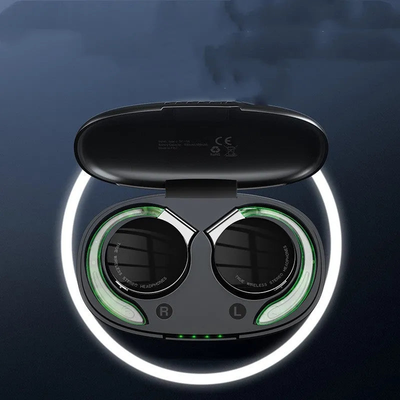 Black and white wireless Bluetooth sports earphones with in-ear design.