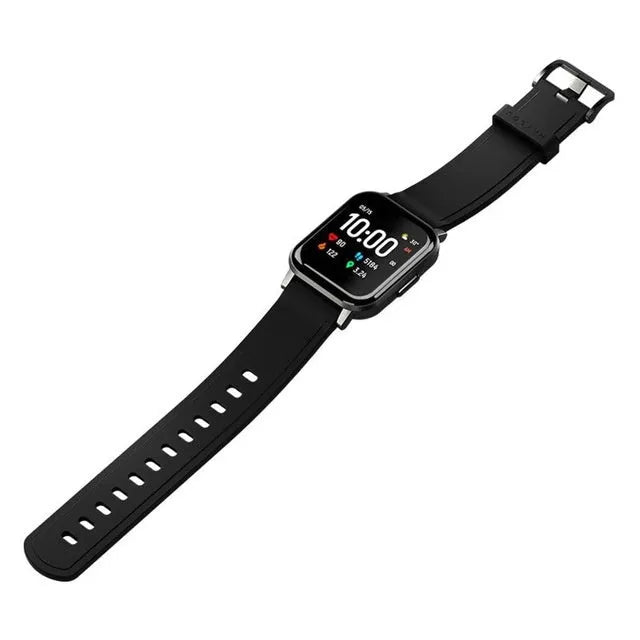 Black waterproof smart bracelet with 1.4-inch touchscreen on silicone wristband