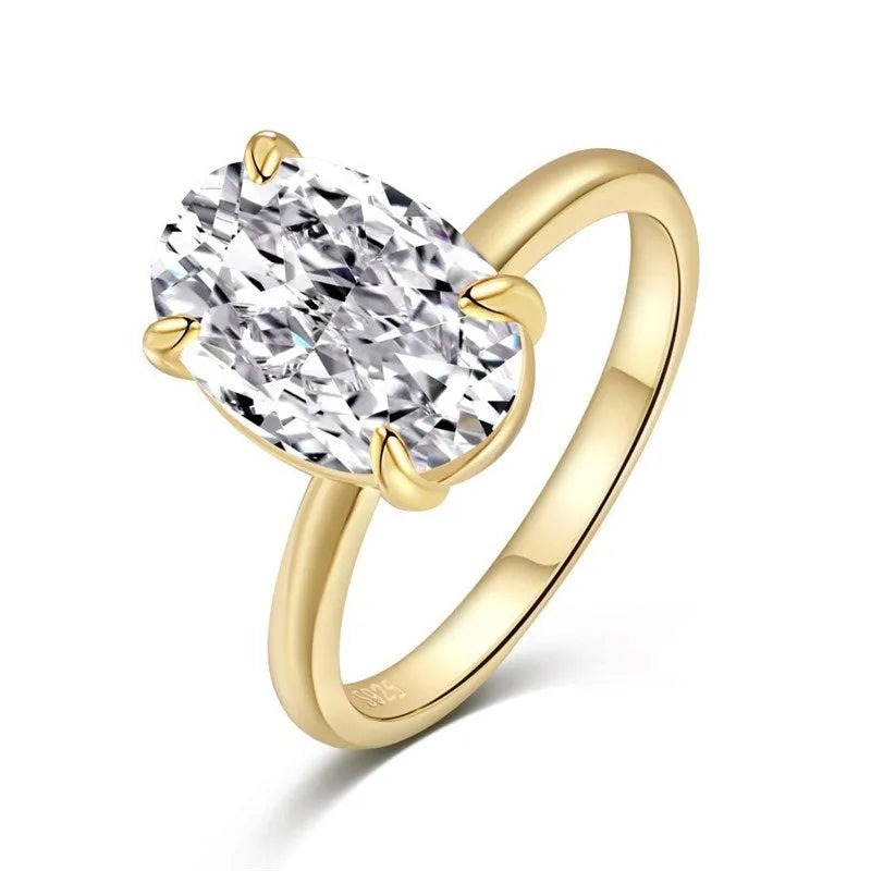 Oval gemstone ring with a four-claw setting in a choice of gold or silver colour finish.