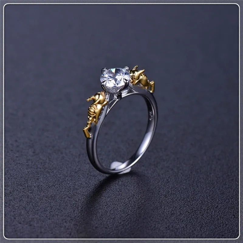 Black gold tone copper crown ring for cosplay and fashion, shown in size 8.