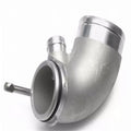 Aluminium alloy 90-degree turbine elbow pipe for lateral engine automotive applications