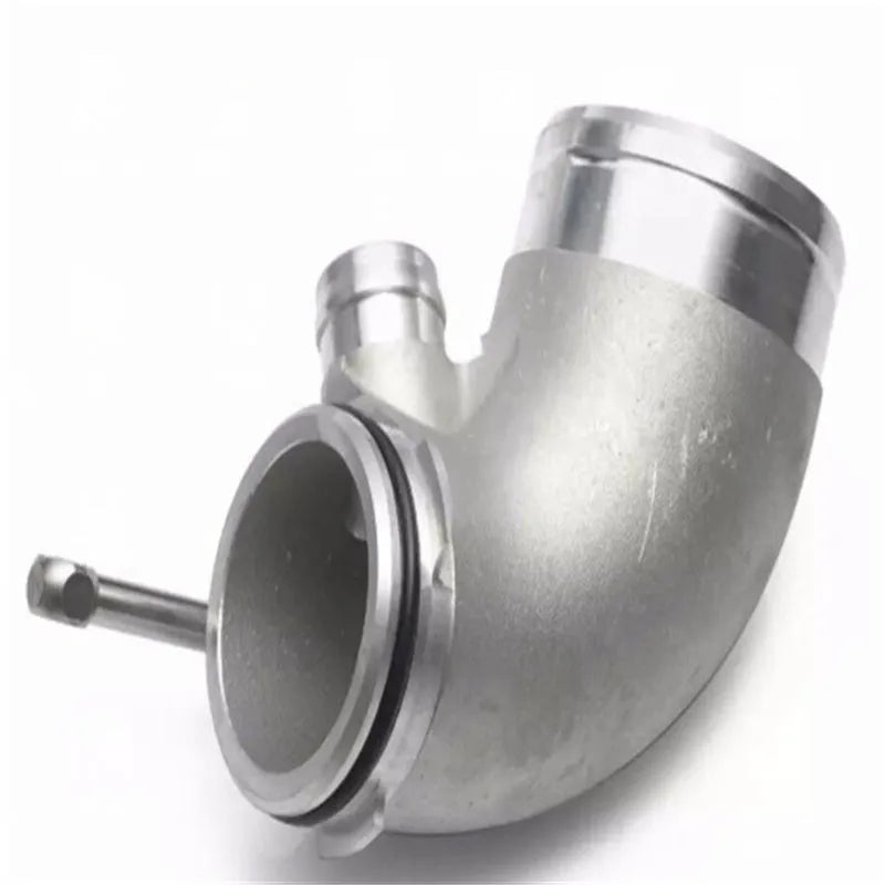 Aluminium alloy 90-degree turbine elbow pipe for lateral engine automotive applications