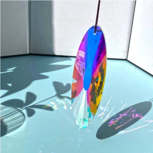 Rainbow electroplated crystal Christmas tree pendant light decoration in hanging position