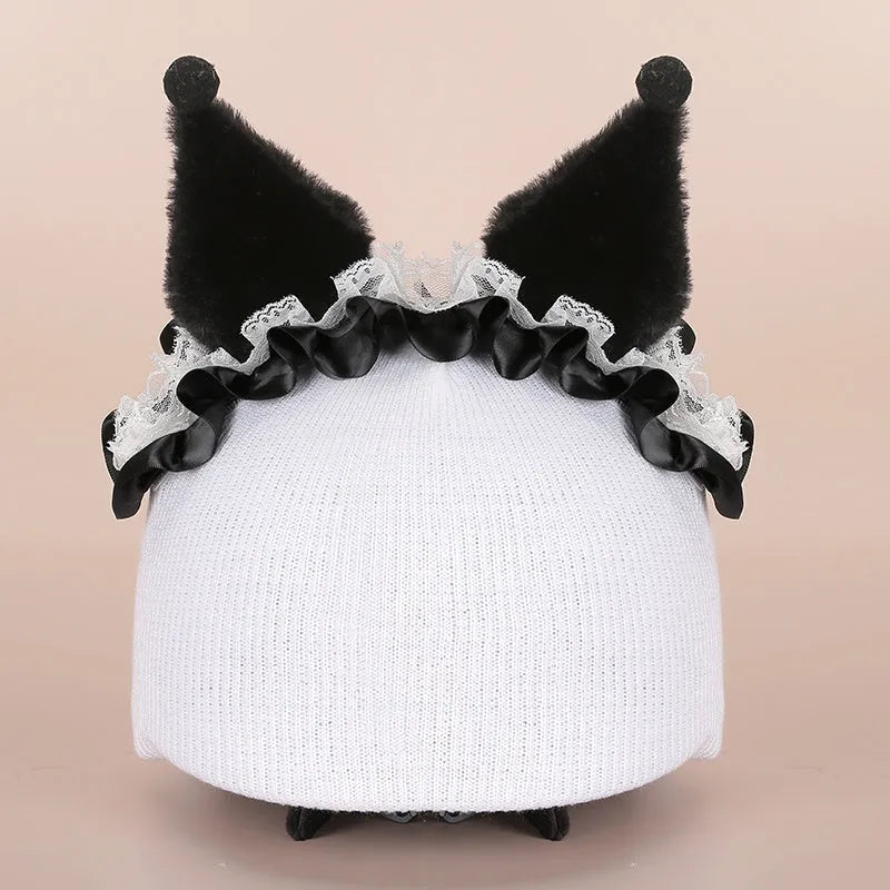 Plush fabric cartoon character helmet cover and matching hat cover set for costumes.