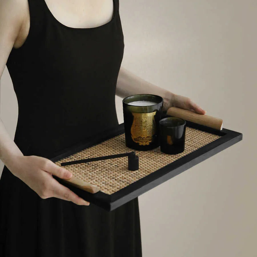 Pine wood dining tray with compartment sections for organised serving
