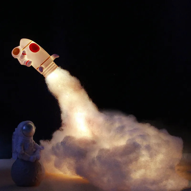 DIY astronaut rocket LED night light kit with string lights and modern minimalist design