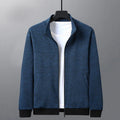 Men's black athletic fit casual jacket with a standing collar and front zip.