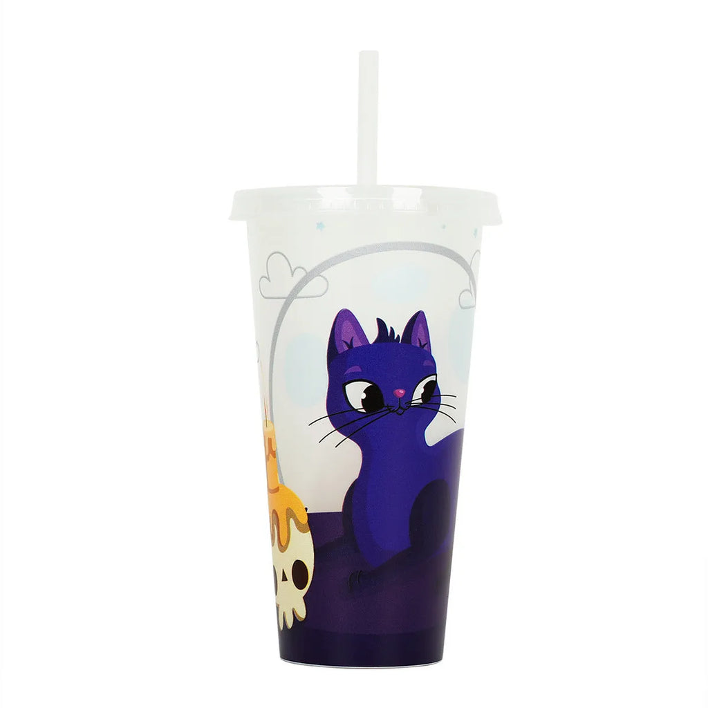 720ml plastic Halloween sippy cup with luminous straw, six colour options