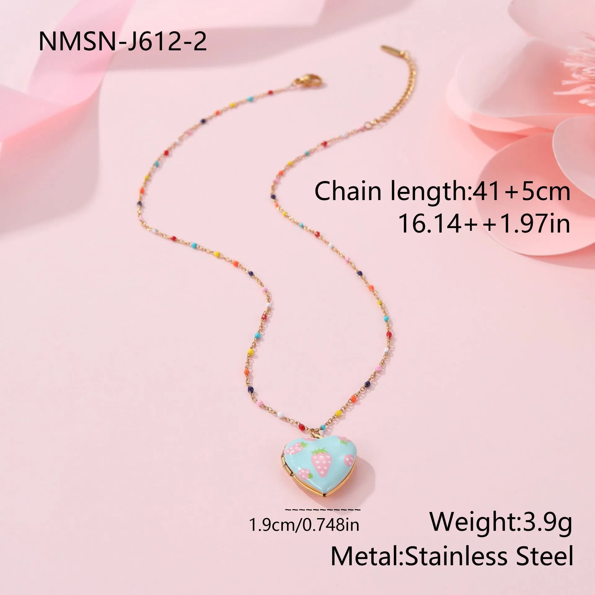 Gold-plated stainless steel necklace with fruit-shaped pendant on adjustable chain