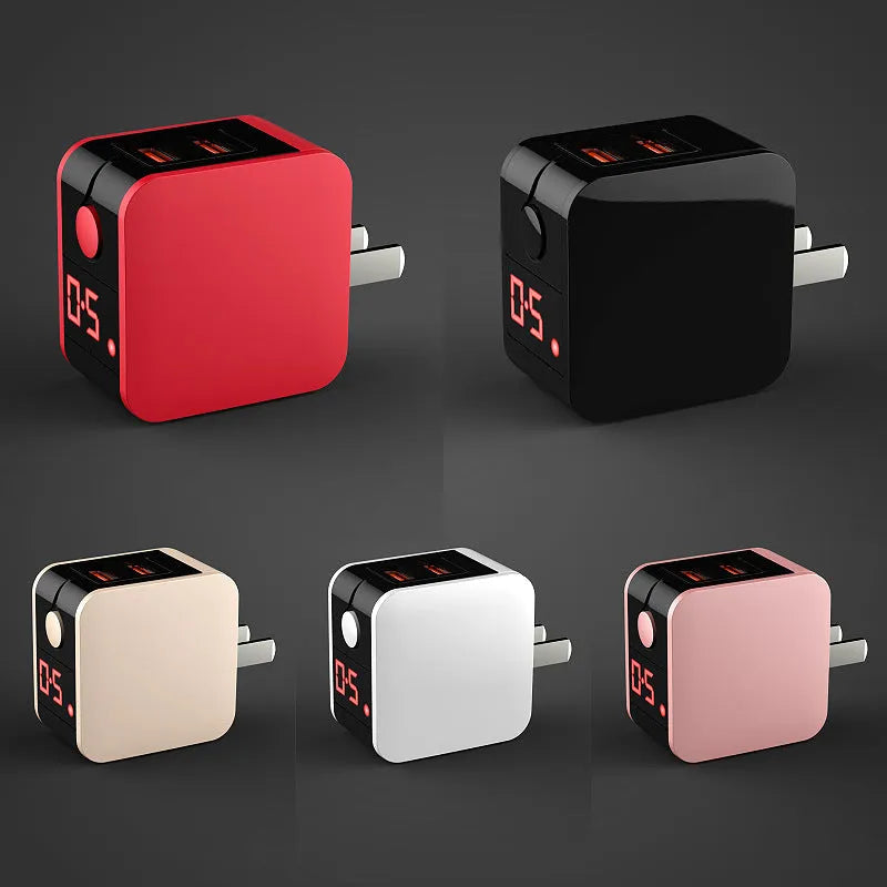 5V 2.4A USB travel charger adapter with digital display showing charging status