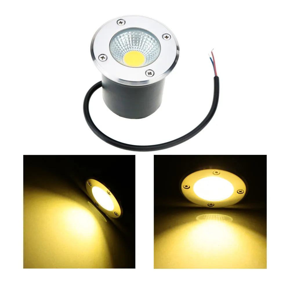 Round black LED COB underground light with stainless steel cover for outdoor garden lighting